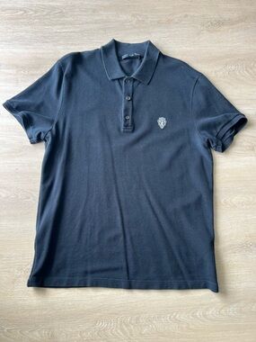 Gucci Black Men's Polo with Subtle Embroidered Chest Crest - Size XL